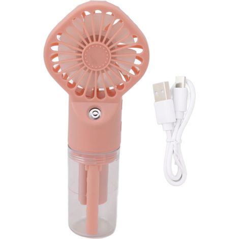 Ventilateur Brumisateur Portable USB Rechargeable avec 4 Vitesses et Jet d'Eau - Rose