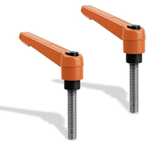 Poignée de Levier de Serrage Réglable M8 x 40mm - 2 Pièces en Acier Inoxydable 304 Résistant à la Corrosion - Pour Assemblages Mécaniques, Machines, Équipements Industriels - Couleur Orange