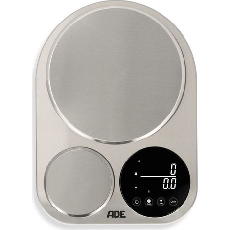 Balance de cuisine duo digitale - ADE - ISABELLA - Acier inoxydable/Plastique - 23x16,5 cm - Inclus 3 piles AAA (1/5)