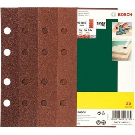 Bosch Professional Accessories 2607019495 Sanding Paper Set Flat 93x185 mm 25 PC
