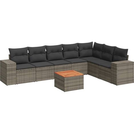 Maison Exclusive - 8-tlg. Garten-Sofagarnitur mit Kissen Grau Pol
