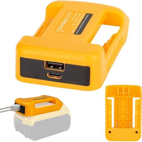 Adaptateur de charge USB, compatible avec les batteries DEWALT 20V, 2 supports USB, avec charge rapide Type-C (1/5)