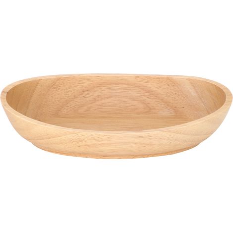 Plateau de service rond en bois naturel, assiette en bois, plat de service pour le thé et les aliments, plateau pour boire de l'eau (1/5)