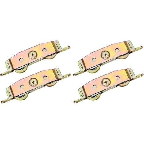 Roulettes robustes pour portes coulissantes, roulements à billes en acier de 1-1/4 pouce, côtés réglables, ensemble de 4 roulettes pour portes de cour (1/5)