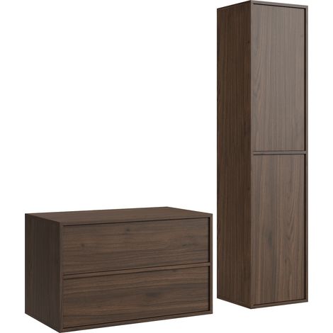 Badezimmermöbel Waschbeckenunterschrank Mali 80 cm – Walnuss Bra