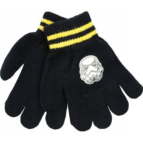 Gants à cinq doigts pour enfants, STAR WARS TRICOTÉS, noirs D095P