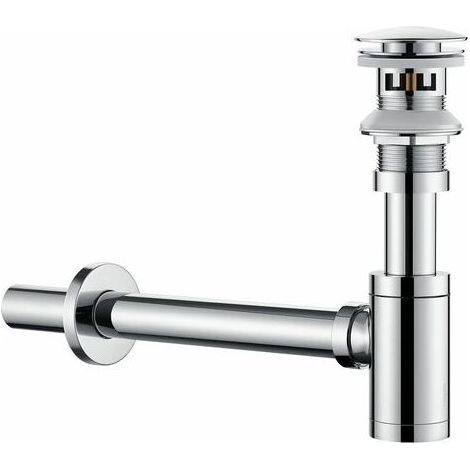 Kit de vidage universel et siphon pour lavabo avec trop-plein, valve pop-up chromée pour lavabo et bonde d'écoulement (1/5)