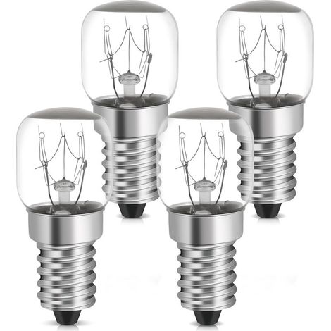 15-W-E14-Kühlschranklampe, 4 x warmweiß, hitzebeständig bis 300 °C, 2700 K, ST22 22 mm, 4er-Pack T22-Ofenlampen für Grill, Sauna, Salzkristalllampe, 2700 K, 240 V (1/4)