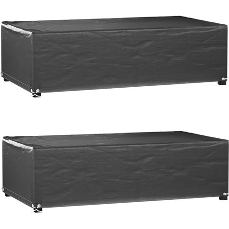 Fundas muebles de jardín 2 uds 8 ojales rectangular 125x70x35cm