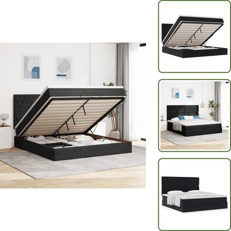 vidaXL Ottoman-Bett mit Matratzen Schwarz 180x200 cm Samt (1/5)