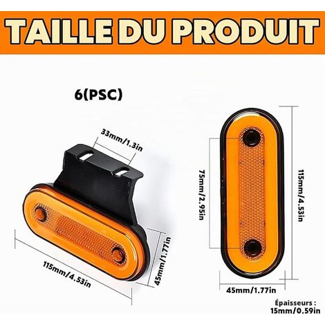 Feux de Gabarit LED 12V / 24V LED Feux de Marquage Latéral Feux de Position Lumière Universel avec Supports en Caoutchouc pour Remorque Camion RV Caravan (Jaune) (1/4)