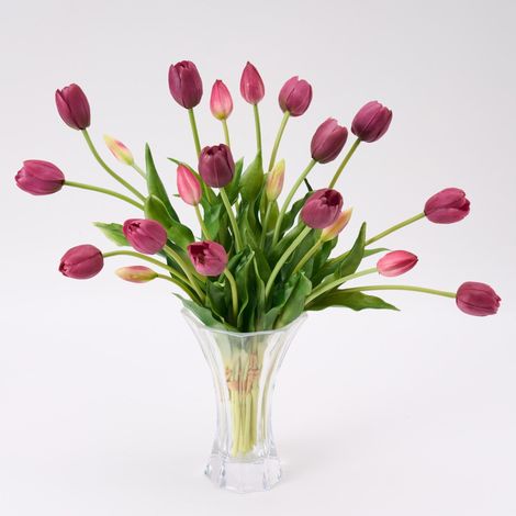 Lot de 20 tulipes artificielles à toucher réaliste – Bouquet de fleurs artificielles violet foncé pour vase, décoration élégante de la maison, centre de table pour mariage (20, violet profond) (1/5)