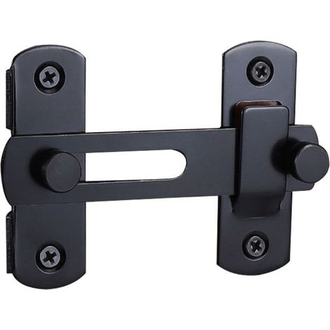 Lot de 2 verrous de porte de grange, coulissants à 180 degrés, pour porte de grange, porte coulissante, chatière, garage, salle de bain, fenêtre, extérieur (noir) (1/4)