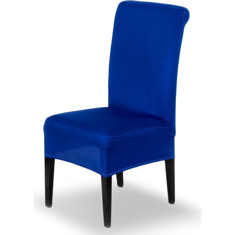 4350 4 Housses de chaise en tissu élastique idéal pour cuisine et salon  Couleur: Bleu