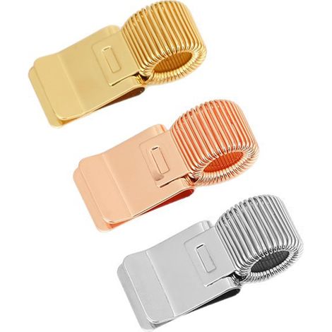3 Pièces Porte-Stylo en MéTal, Portable Stylo Clip, Porte-Stylos avec Réglables Boucle à Ressort Unique, Porte-Stylos avec Clip de Poche, pour Bloc-Notes, Or, Argent, Or Rose (1/5)
