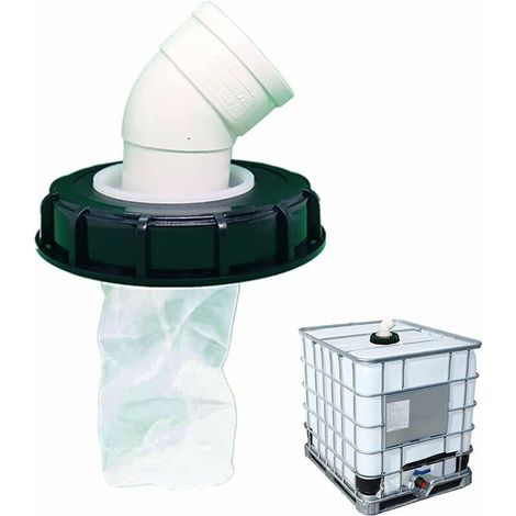 Filtre de cuve 1000 L à 45° avec filtre en nylon lavable pour raccordement de cuve 1000 L, filtre de couvercle IBC, accessoires de cuve IBC, filtre à eau de pluie en nylon 165 mm (1/4)