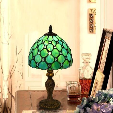 Vintage Tiffany Lampe – Dekorative Buntglaslampe E27 (Klasse E) – Schreibtisch-/Nachttisch-/Lese-/Tischlampe – Elegant und sanft – Für Dekorateure und Liebhaber des Retro-Stils