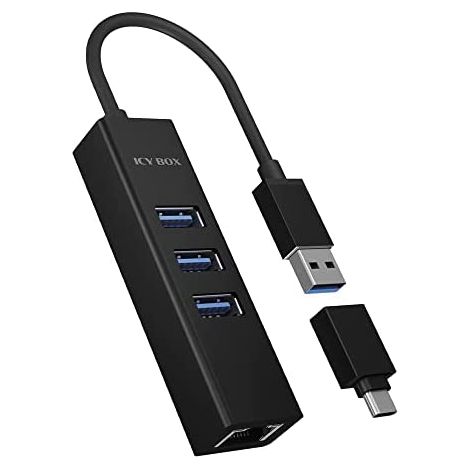 Raidsonic Hub a 4 porte con USB 3.0 Type-A, Type-C, Gigabit LAN Icy Box IB-HUB1419-LAN (1/5)