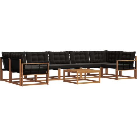 Conjunto de sofás de exterior con cojín 8 pcs Natural y negro vidaXL (1/5)