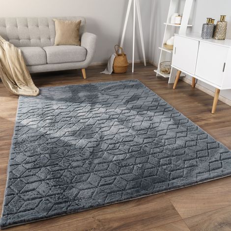 Paco Home Teppich Bubble Wohnzimmer Schlafzimmer Hochflor Fell Geometrisches Design 3D 80x150 cm, Anthrazit 5