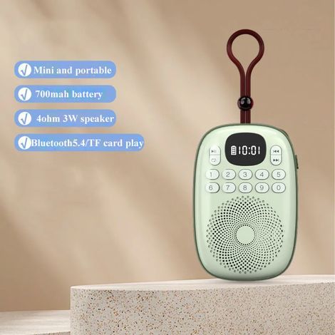 Mini radio FM numérique avec affichage LED, récepteur radio de poche, haut-parleur sans fil Bluetooth 5.4, boîte à musique, compatible avec les cartes TF et rechargeable. (1/5)