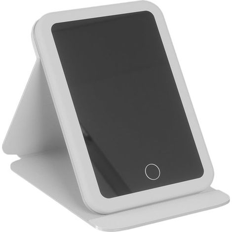 Miroir de maquillage avec pied - Miroir de maquillage - Miroir lumineux - Miroir de maquillage LED - Miroir de maquillage pliable - Miroir de maquillage de bureau portable - Blanc (1/4)