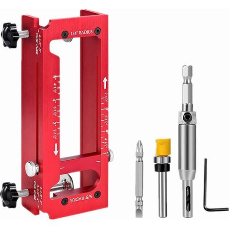 Gabarit pour charnières de porte, kit de mortaise réglable en aluminium de 2,5 à 5 pouces, outil de gabarit d'installation de charnières de porte, gabarit de menuiserie tout-en-un robuste, compatible (1/5)