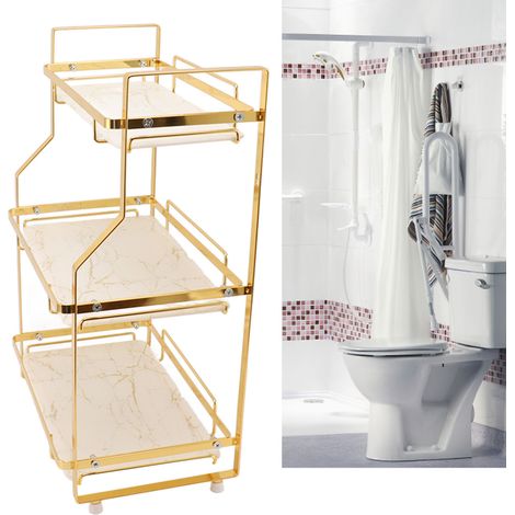 Étagère de rangement pour produits cosmétiques, étagère murale de rangement pour salle de bain, organiseur de table de toilette, étagère de salle de bain amovible à trois niveaux (1/5)