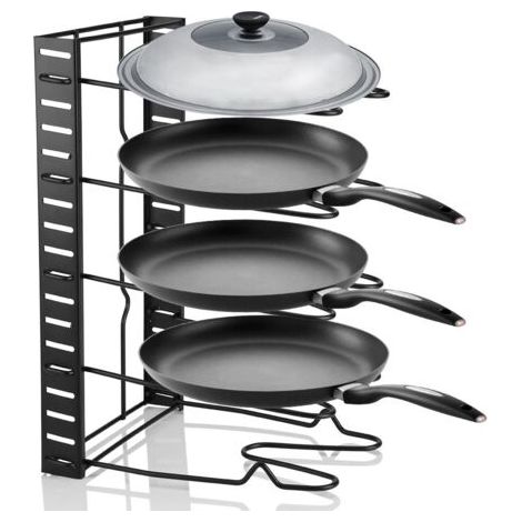 DEESSE SHOP-Porte casserole Porte-casseroles Organiseur de Poêles 5 Étagères Range couvercles a casserole pour tiroir, pour Les Ustensiles Poêles, Casseroles, Couvercles 38x21x4CM (1/4)