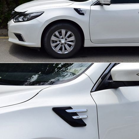 Set of 2. Color: Electroplated. Material: ABS. Universal mounting sticker for car side air vents and engine. (1/5)