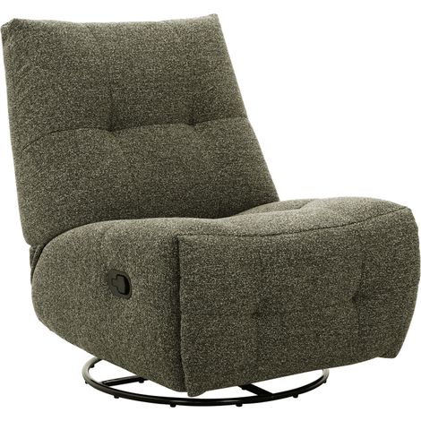 Deco In Paris – Fauteuil relax pivotant en velours texturé vert kaki – Dossier inclinable pour confort sur mesure – Design moderne et épuré