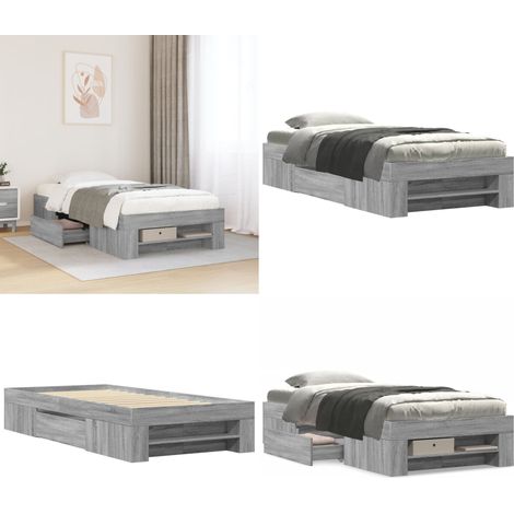 vidaXL Cadre de lit sans matelas sonoma gris 75x190 cm (1/5)