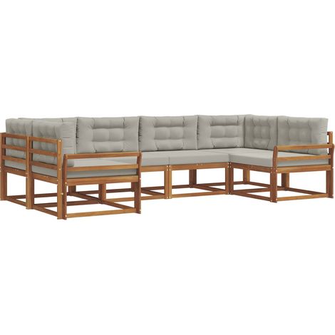 Conjunto de sofás de exterior 6 uds. Gris Natural y Claro vidaXL (1/5)