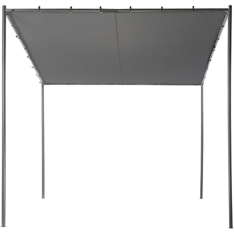 Cenador de metal gris oscuro 282 x 294 cm poliéster pérgola pabellón sombra Vimino