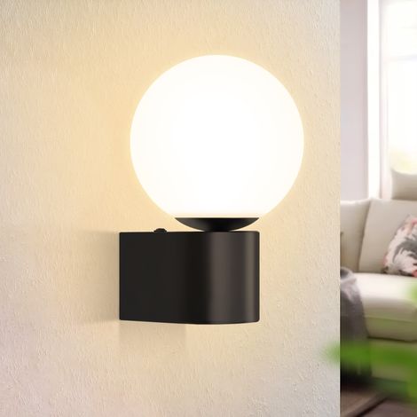 GBLY Applique da parete moderna per interni soggiorno: illuminazione da parete per bagno bianco nero sfera di vetro con attacco G9 max 40W per vano scala camera da letto (senza lampadina)