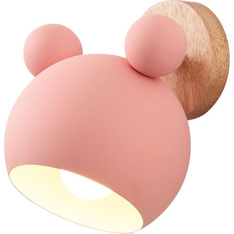 CCYKXA Kreative Bären-Wandleuchte, moderne Wandlampe für den Innenbereich mit verstellbarem Kopf, dekorative Beleuchtung für Kinderzimmer, interessantes Geschenk für Kinder (rosa)