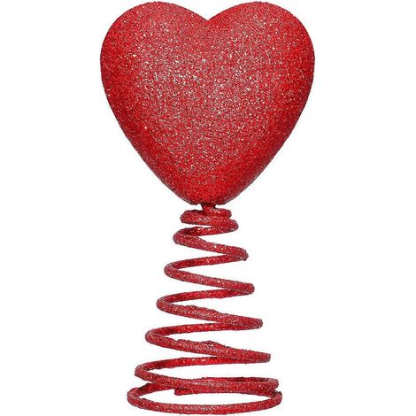 Rouge cœur cime de sapin avec Coil printemps Bounce Effect Glittery Shiny Texture romantique décoration de fête pour mini Trees fêtes décoration intérieure et cadeaux,1pc (1/5)