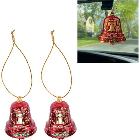 Metallene Jubiläumsglocke – 250. Jahrestag, Gold – Rot – 2er-Set (1/5)
