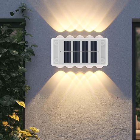 Set of 4 Solar Outdoor Garden Lights 10 LED Waterproof IP65 Fence Outdoor Wall Lights Direct Lighting for Garden Yard Fence Garage Entrance Gate Driveway (1/4)