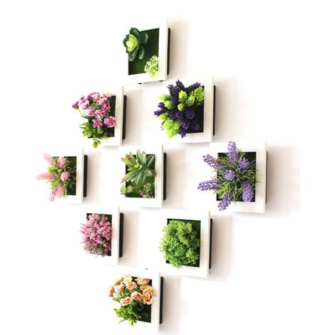 Cadre Photo 3D avec Plantes Artificelles Simulées 50A - Cadre Décoratif Muraux Plastique PVC Dimensions 15x15cm - 1Pièce Décoration Intérieure Originale (1/5)