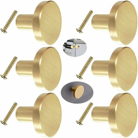 Boutons de tiroir en laiton doré – Lot de 6 – Design rond 20/25 mm – Finition résistante pour meubles modernes