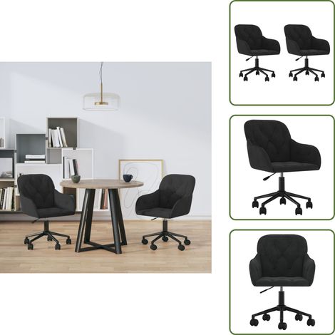 Sillas de comedor terciopelo - vidaXL Sillas de comedor giratorias 2 uds terciopelo negro - Sillas de comedor negras