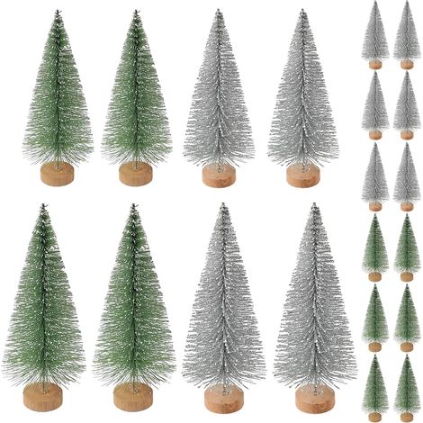 20 Pièces Petit Sapin Artificiel Mini Sapin de Noel Petit Sapin de Noel Mini Christmas Tree avec Base pour La Decoration de Noel Decoration Interieur Maison (1/5)