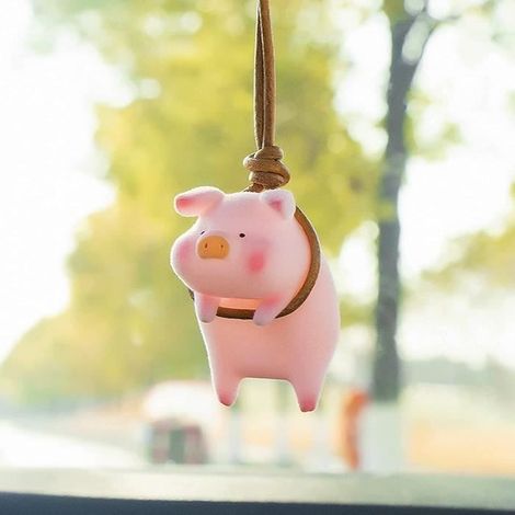 Mignon Cochon Pendentif de Voiture, Rétroviseur Ornement Voiture Suspendu Ornement, Pendentif Rétroviseur de Voiture Cochon (1/4)