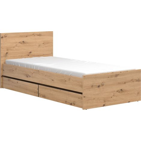 Lit 90x200 sommier et tiroirs inclus Mao Bois (1/5)