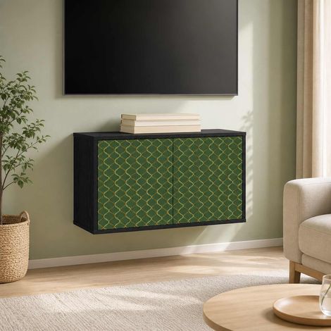 vidaXL Wall-mounted TV Cabinet GELEEN 69 x 33 x 40 cm Black Oak (1/5)