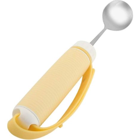 Ustensiles pour personnes atteintes de la maladie de Parkinson, cuillère et fourchette faciles à prendre en main pour personnes handicapées, vaisselle rotative en acier inoxydable adaptée à l'arthrite (1/5)