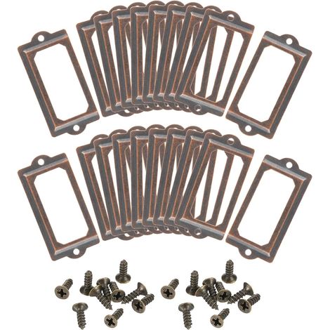 60pcs Porte Étiquettes en Métal 70x33mm avec 2 Trous, Ton Cuivré (1/5)