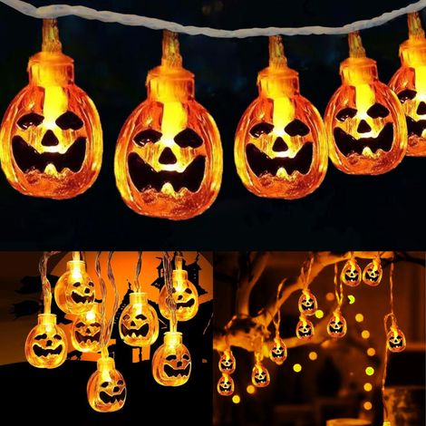 Halloween Guirlandes Lumineuses, 3 M 20LED Guirlande Lumineuse Citrouille, Decoration Halloween pour l'intérieur et l'extérieur,Jardin, Festival, Party (Blanc Chaud) (1/5)