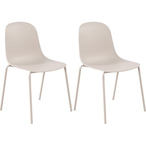 Lot de 2 chaises de jardin en plastique gris clair et cadre robuste à quatre pieds en acier 100007329